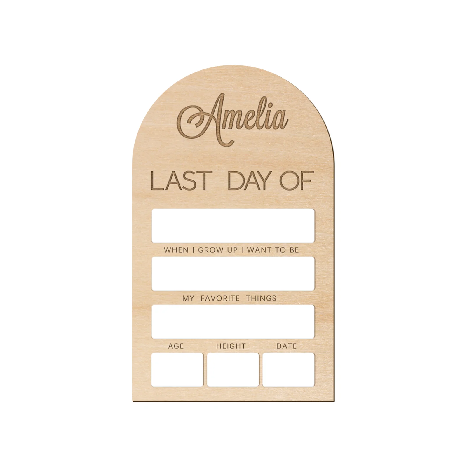 Personalized School Milestone Board - First/Last Day Wooden Sign 26x18cm, Custom Name Like Amelia, 4 Color Options