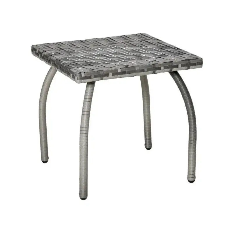 Small Square Wicker End Table for Outdoor Use, All-Weather Side Table for Garden, Balcony, Backyard, Coffee Table
