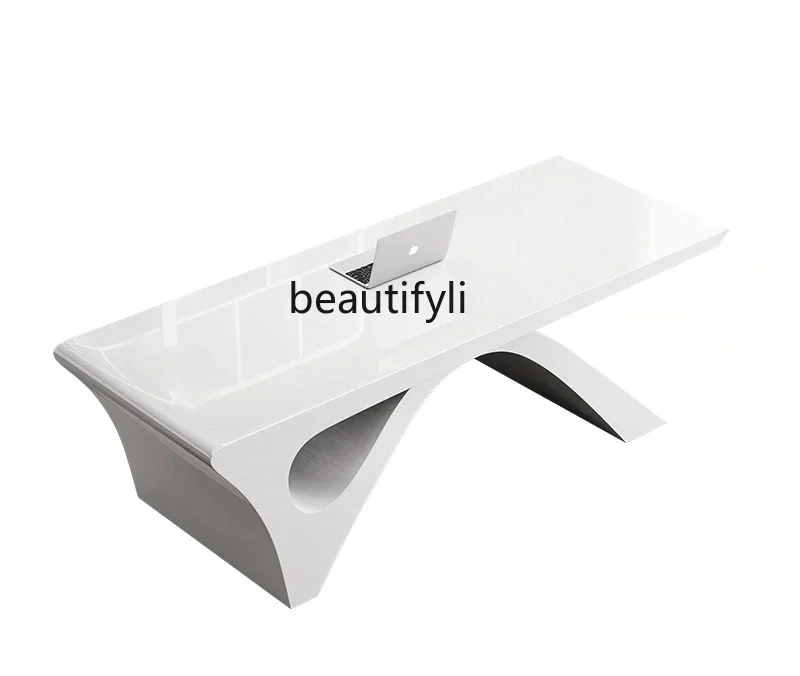 Light Luxury Paint Boss Desk, Gerente de Negociação Branca Moderna Simples, Mesa para salão de beleza Mesa médica do cliente de beleza