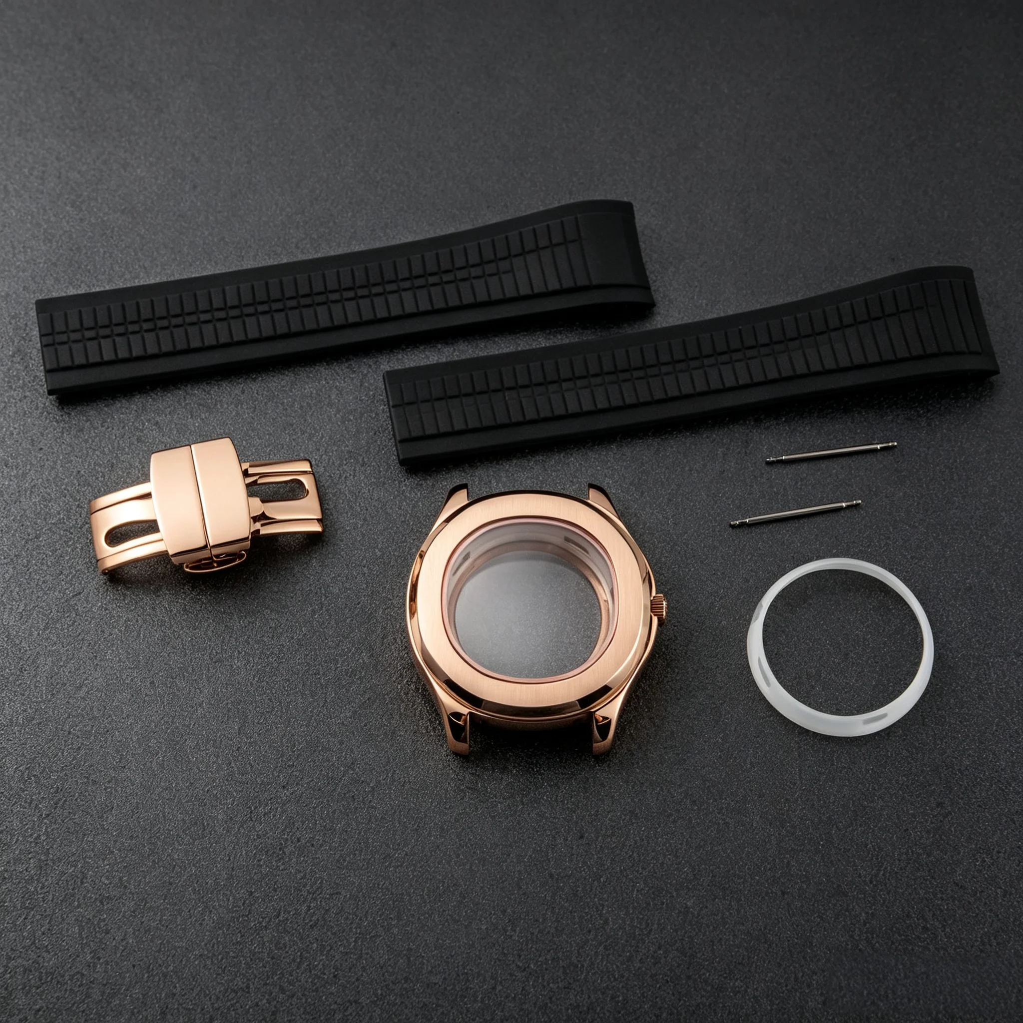 42MM NH35 Case Stainless Steel Watch Case Rubber Strap 10ATM Waterproof for AQUANAUT Nautilus NH35 NH36 Automatic Movement Parts