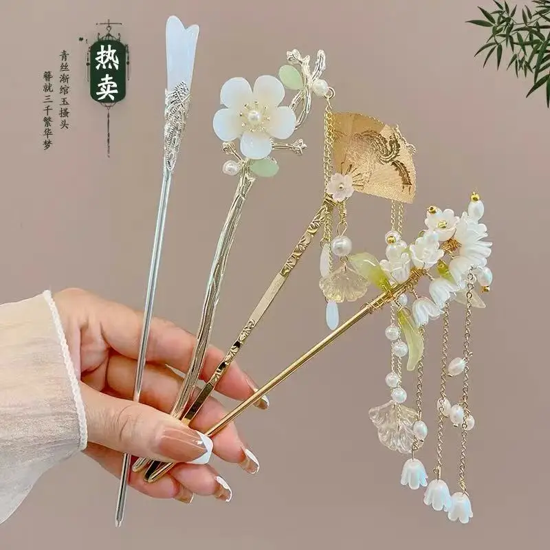 

Alloy Elegant flowers Tassel Hair Stick for Women Ancient Chinese Style Fashion Girls Classical Hairpin Hair Accessories