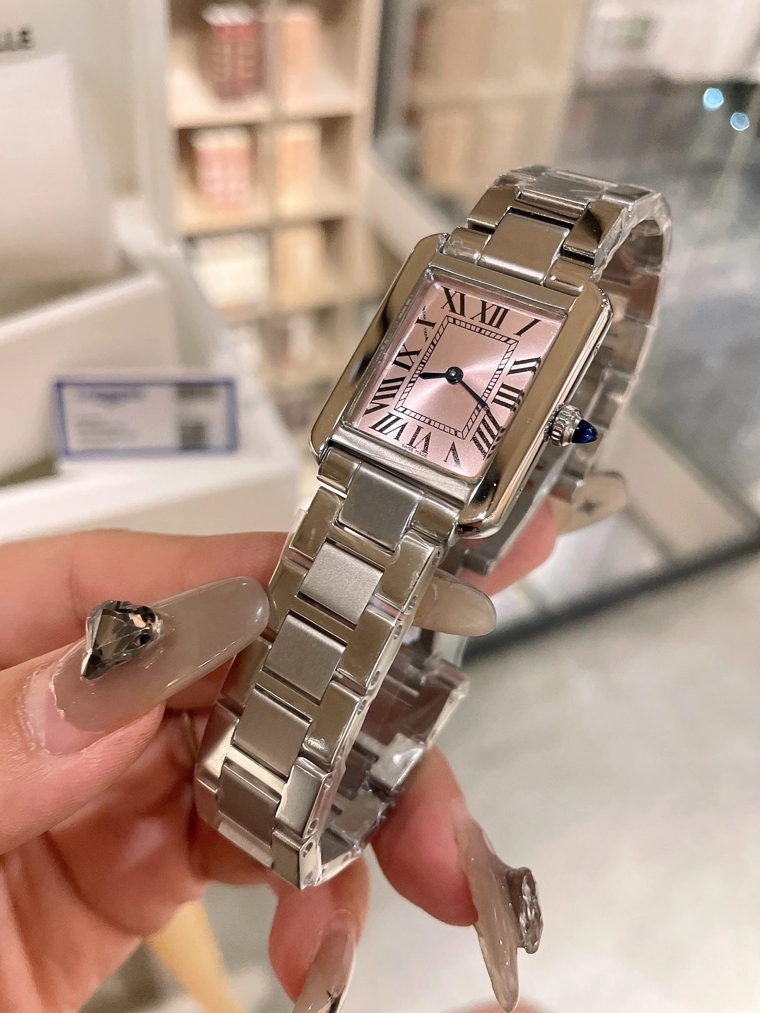 Orologi personalizzati Orologio da polso analogico da donna d'affari con quadrante rettangolare dal design elegante, movimento al quarzo resistente all'acqua