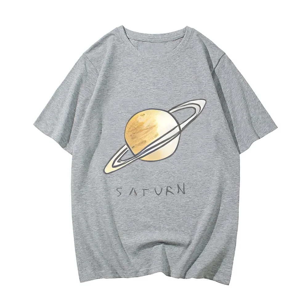 SZA Saturn T-shirts High Quality for Spring/Summer O-neck Tee-shirt Cartoon Print Cotton Casual Tshirts Funko Pop Unisex Clothes