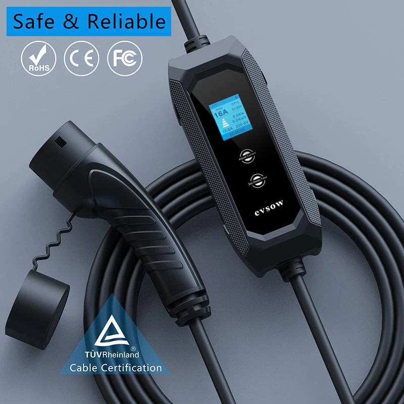 3,5 кВт Type2 EV Зарядное устройство Type1 GBT Портативное зарядное устройство для электромобиля 16A 1P Регулируемый ток и комплект времени зарядки для Tesla для автомобиля BYD