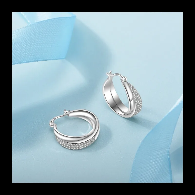 

Нишевые серьги с двумя кругами, модные индивидуальные серьги в стиле Ins, универсальные точечные круглые серьги с бриллиантами, инкрустированные цирконом