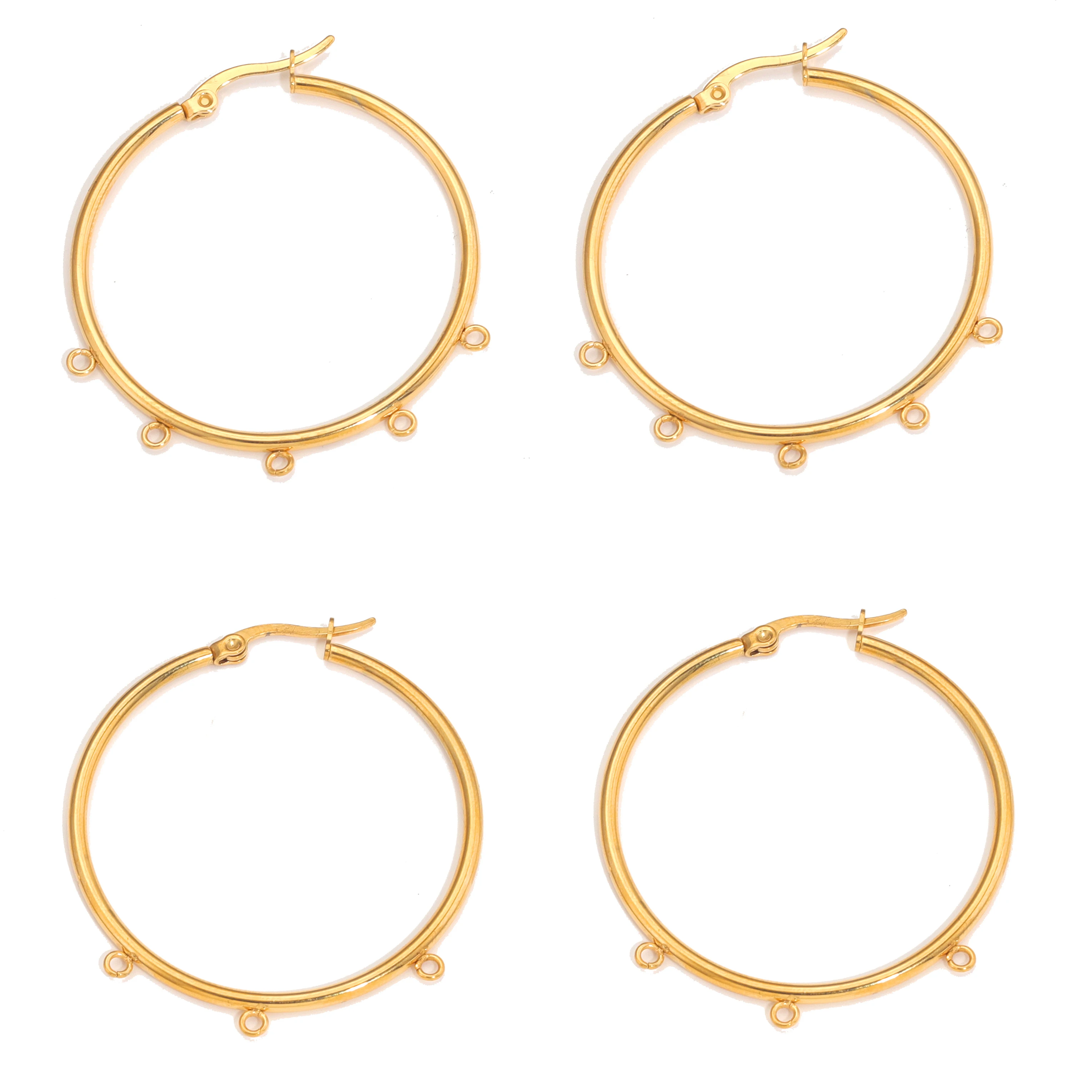 10pcs Classic Round Hoop Earring with 3/5 Loops Gold Plated Leverback Ear Wire Hooks for DIY Earring Making