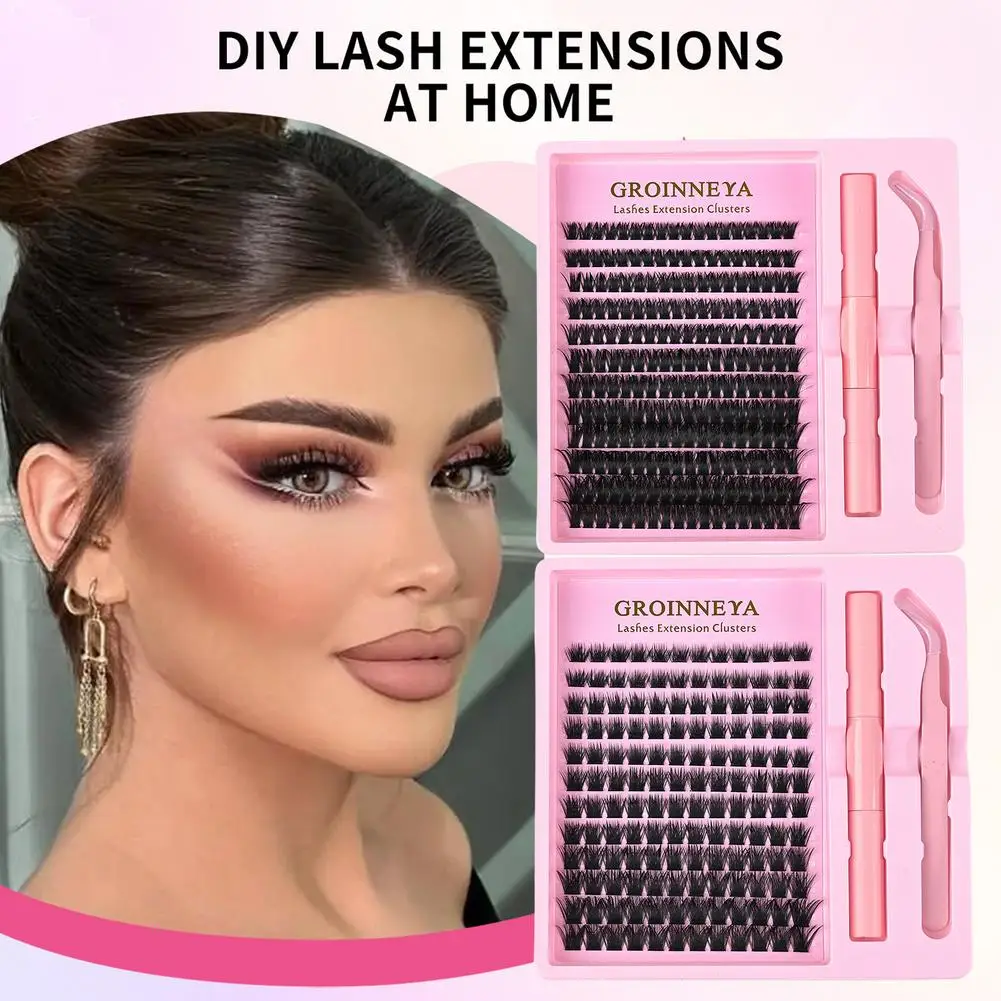 DIY Lash Clusters Kit 120 Pcs Thick Natural Segmented Eyelashes Reusable Individual Lashes for Home Extension, Beginner-Friendly