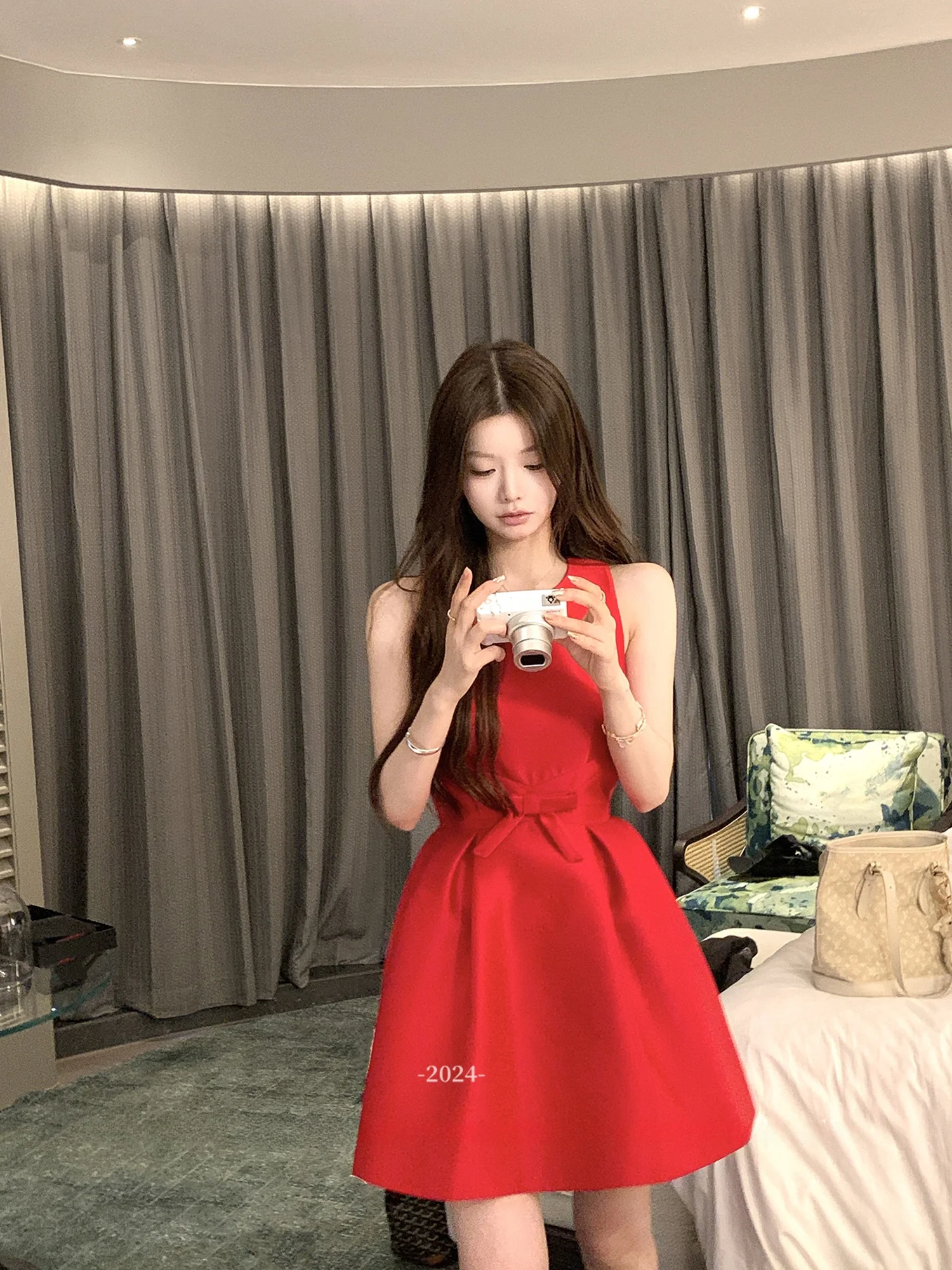 

Атласное платье Mummy Cisas с галстуком-бабочкой, раннее винтажное платье трапециевидной формы с высокой талией для вечеринок и свадьбы