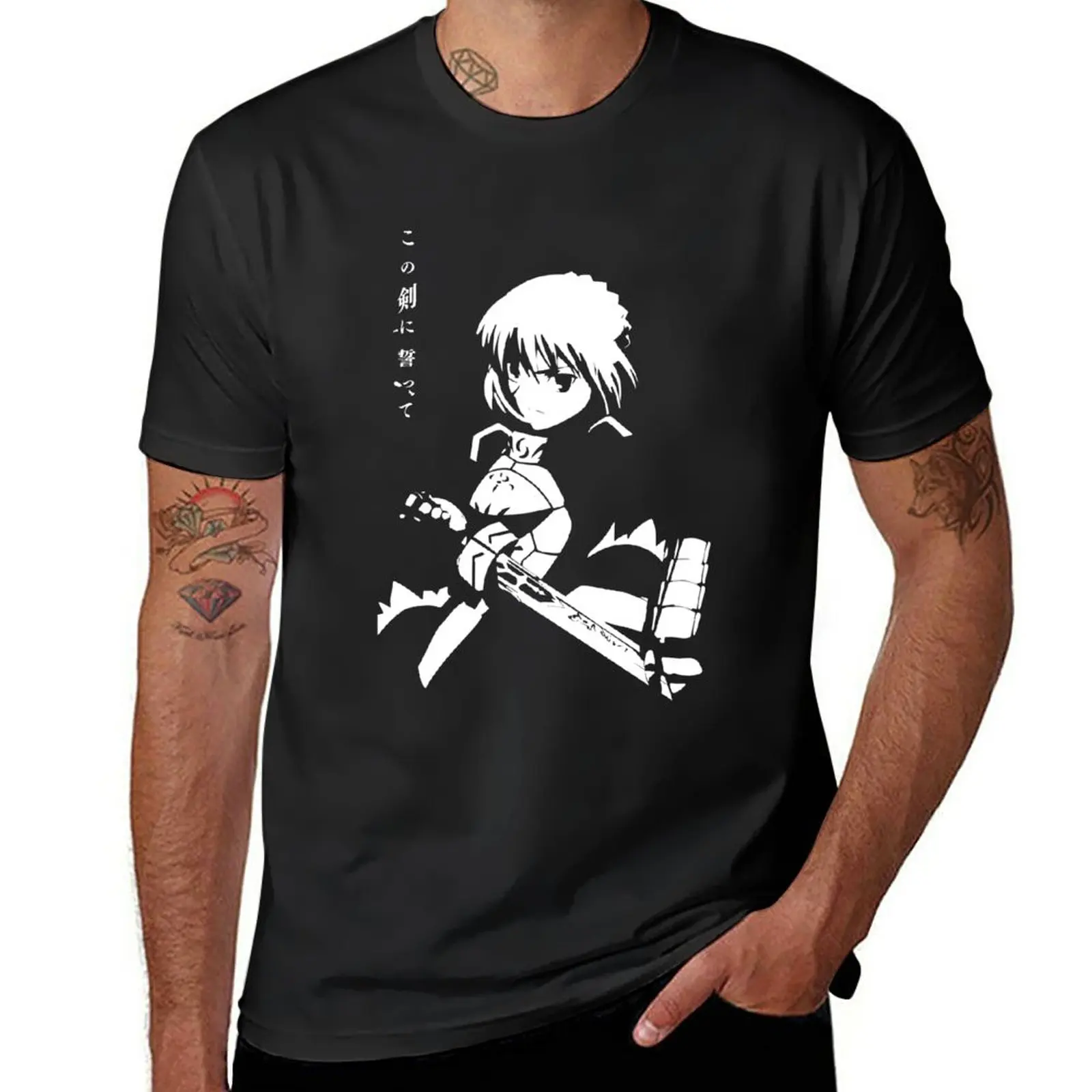 Saber Fate stay night Anime Fan art T-Shirt sublime shirts graphic tees mens white t shirts