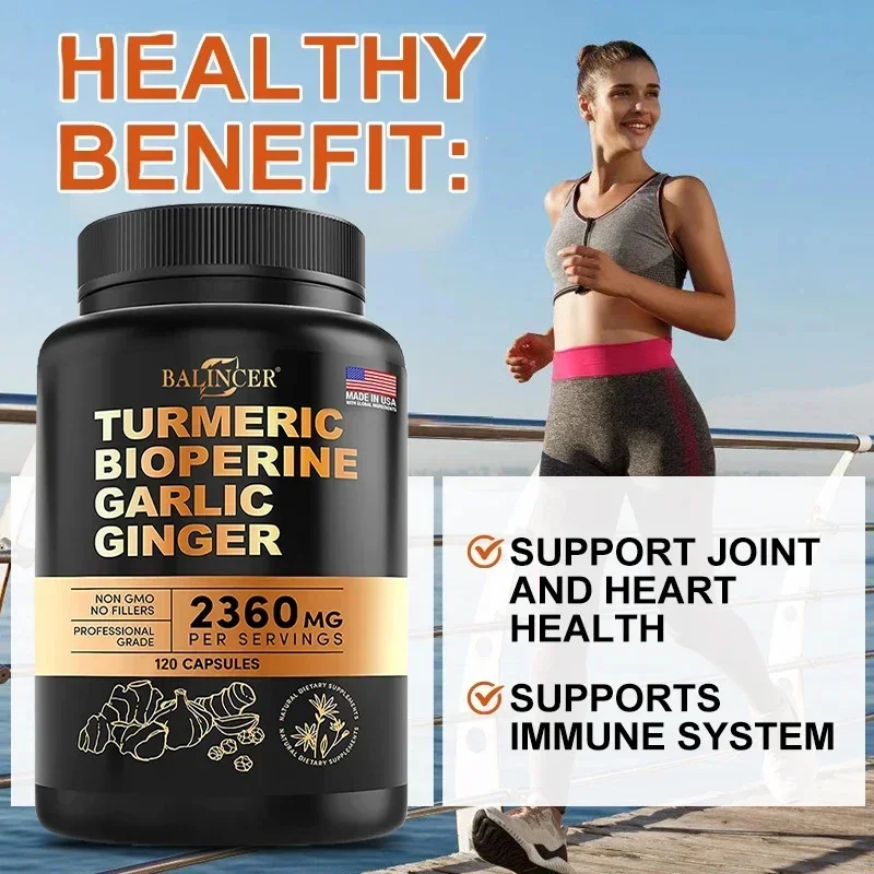 4-in-1 Extra Strength Turmeric Capsules - Sports Flexibility & Comfort, Promote Joint Health, for Men, Women & The Elderly