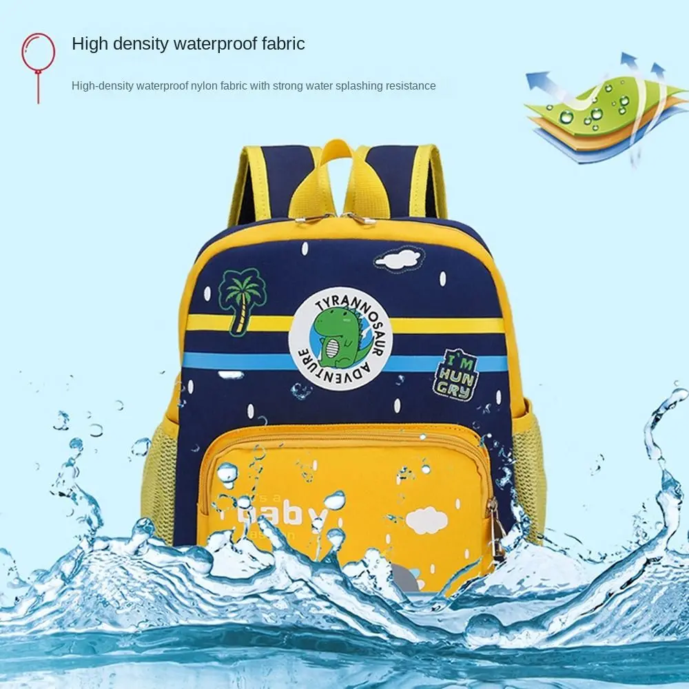 Mochila impermeável para criança, bonito dos desenhos animados dinossauro escola saco, respirável viagem saco para jardim de infância, moda