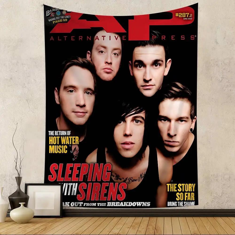 Emo Pop American Band S-Sleeping With Sirens Tapestry Art Printing Japanese Wall Tapestry Anime Wall Hanging Home Decor