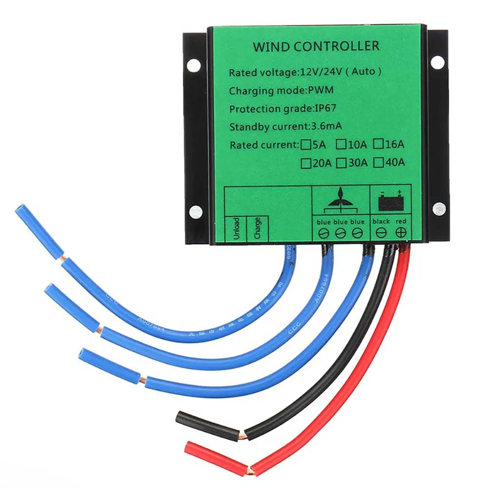 PWM Wind Turbine Charge Controller 10A 20A 30A 40A Low Wind Speed Regulator Voltage Boost 12V 24V 48V System Waterproof