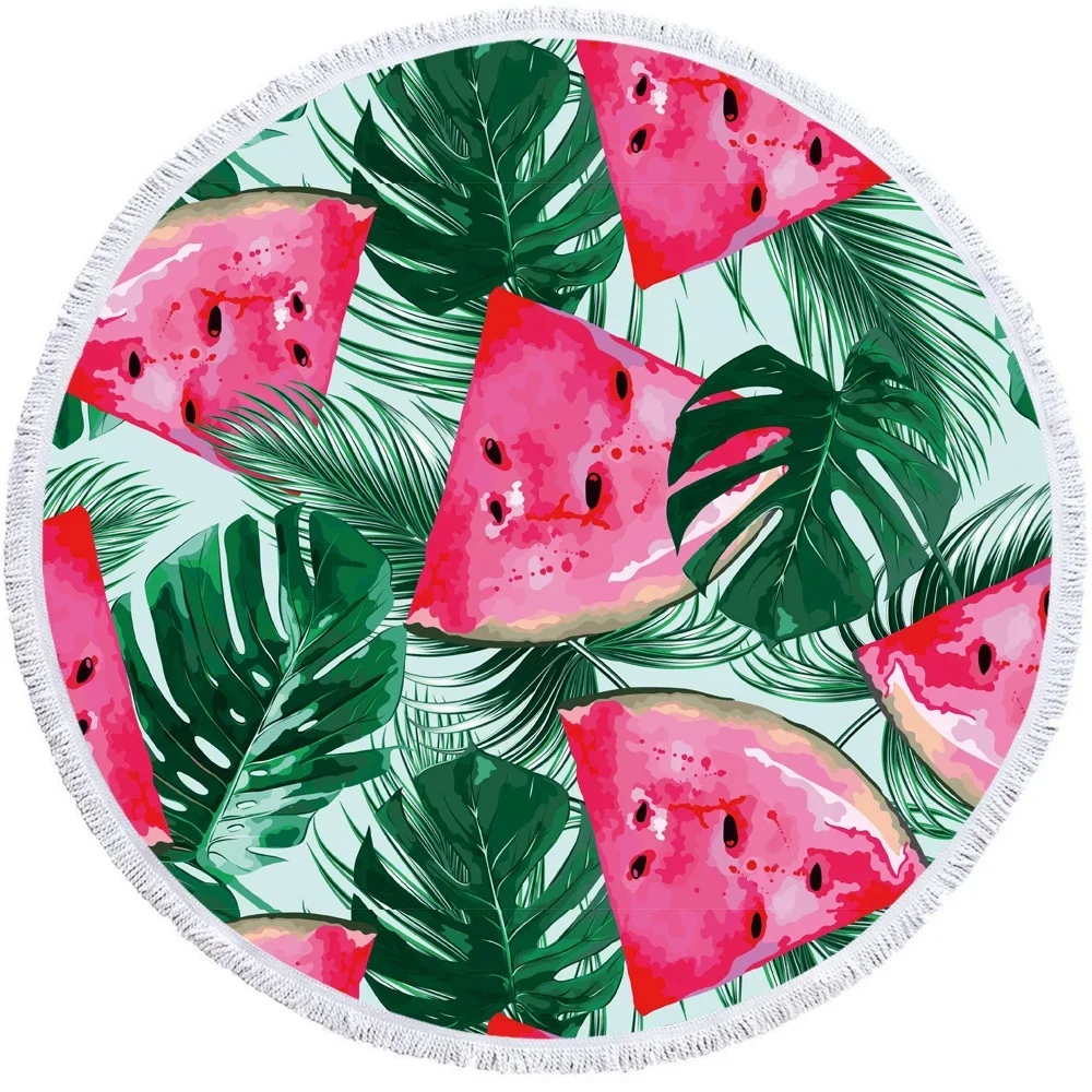 Watermelon Fashion Round Beach Towels Summer Thick Bath Towel Microfiber Fabric 150cm Size Swimming Travel Sport Adult Kids