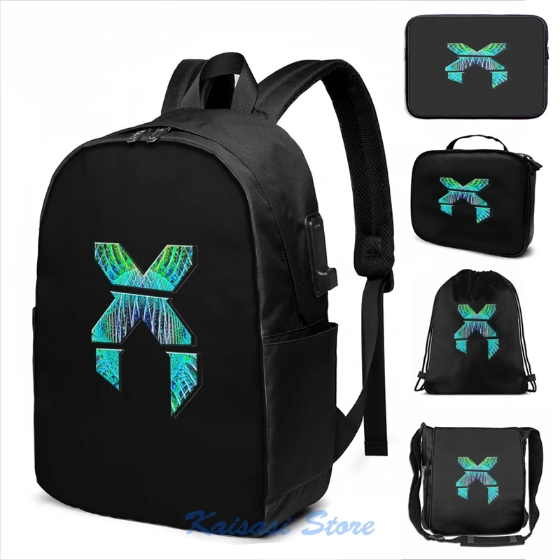 Funny Graphic print Psychedelic Excision Logo USB Charge Backpack men School bags Women bag Travel laptop bag