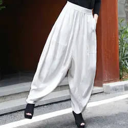 Summer New Women's 2024 Splicing Elasticized High-waisted Pocket Folds Fashion Solid Color Minimalist Casual Loose Harun Pants