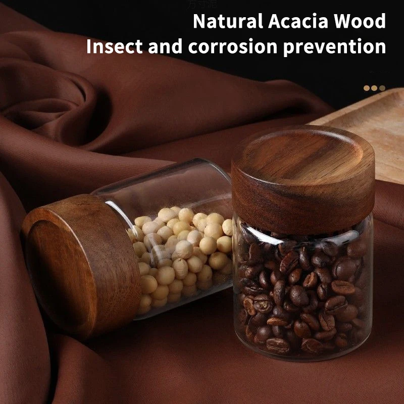 Tube Kitchen Sealed Can Tea Spice Jars Mini Wood Lid Coffee Beans Storage Container Single Dose Espresso Accessory Coffeware