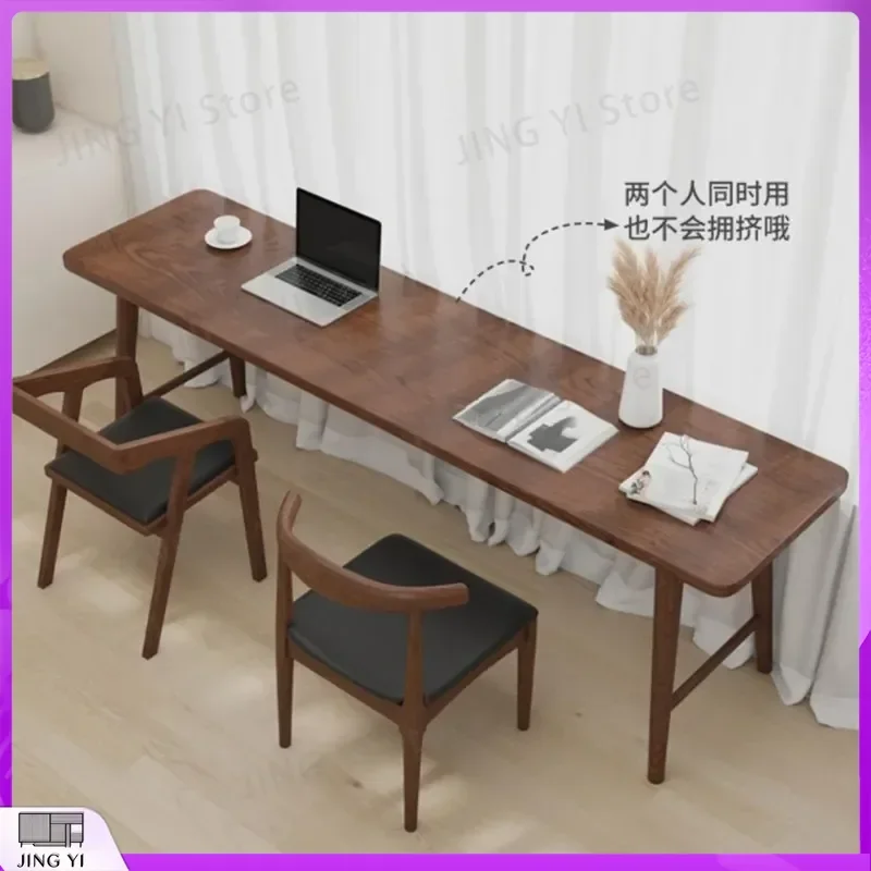 Solid Wood Computer Desk Wall Mounted Narrow Writing Table for Home Office Study Room Small Space Workstation Desk with