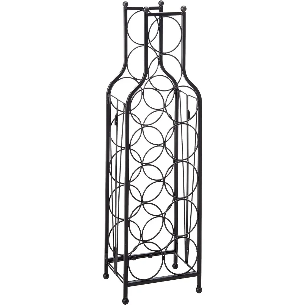 

Matrix Holder Wine Rack,12 Bottle Freestanding Floor Wine Storage Sturdy Matte Black Construction,Wine Bottle Shaped Design