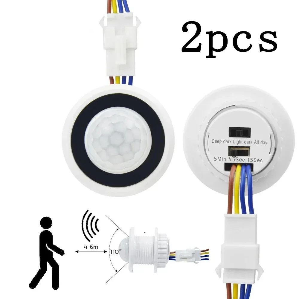 Interruptor de luz con Sensor de movimiento, Sensor de presencia Pir de 220V y 110V para iluminación, ajuste de retardo de tiempo, lámpara Detector de movimiento, interruptor automático