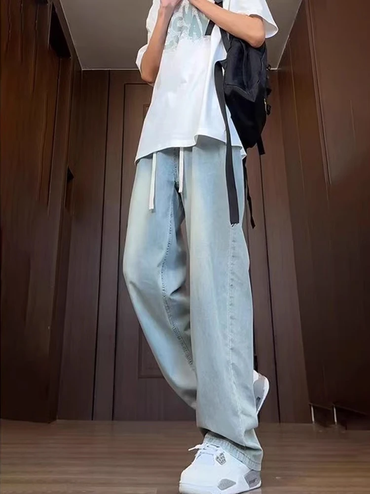 

Синие джинсы adient Cleanfit, мужские облегающие джинсы с высокой талией и прямыми штанинами, повседневная смесь хлопка и полиэстера, осенний сезон Faion