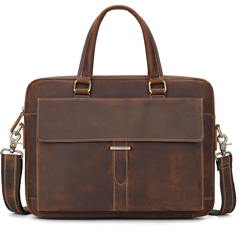 

2026 New Designer Leather Laptop Bag For Business Retro Cwoskin Computer Bag for Men Man Briefcase Shoulder Bag Tote Handbags