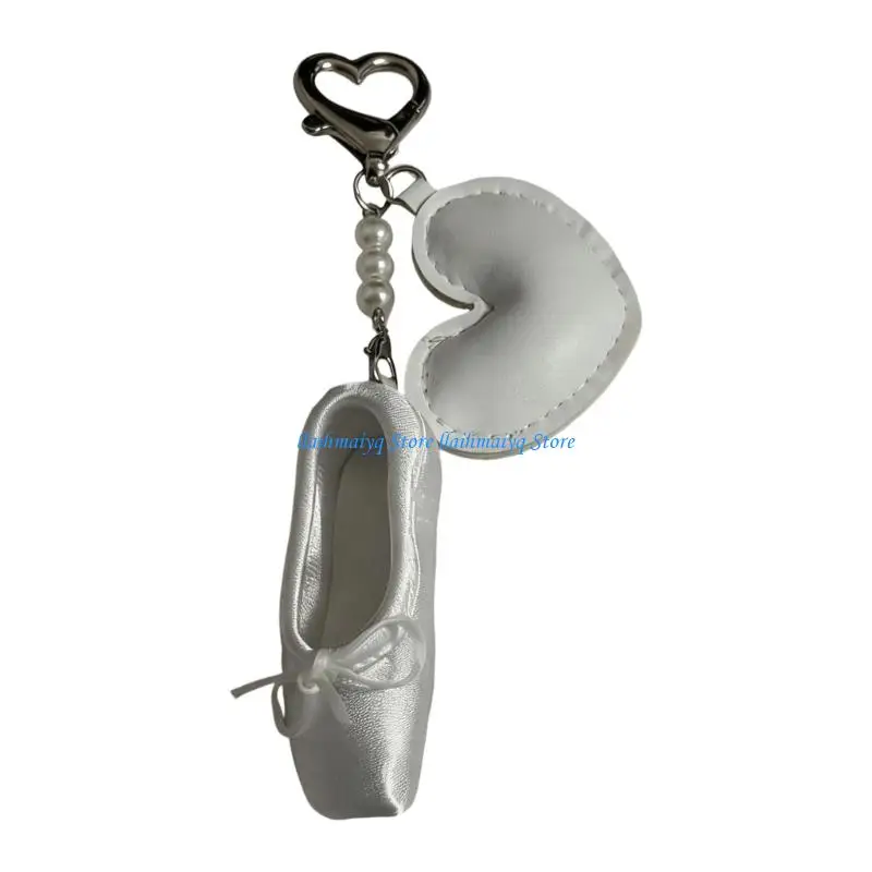 573B Romance Ballet Slipper Keyring Heart Decoration Leather Accessory Ornament