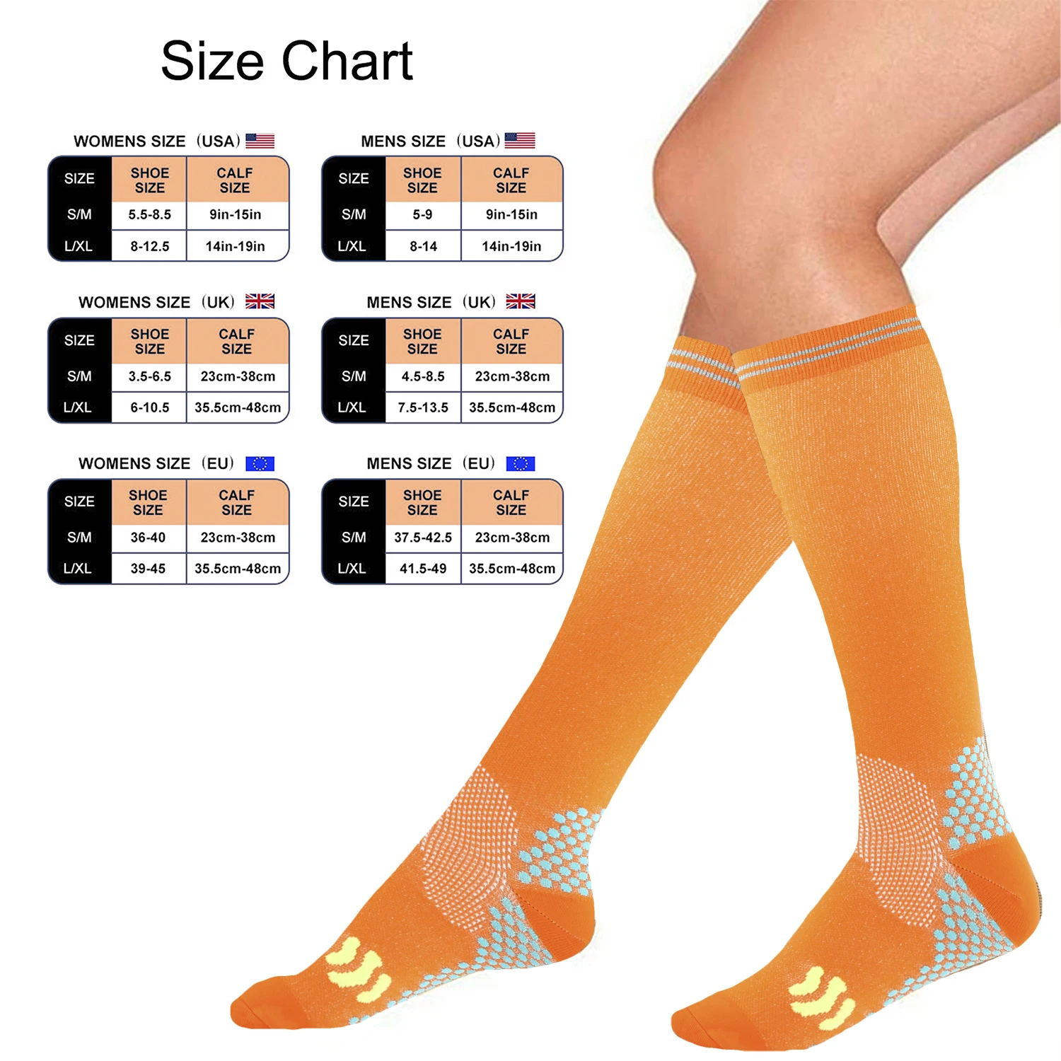 Chaussettes de sport de compression élastiques, anti-fatigue, pour football, course à pied, vélo, canadisme, varices, œdèmes