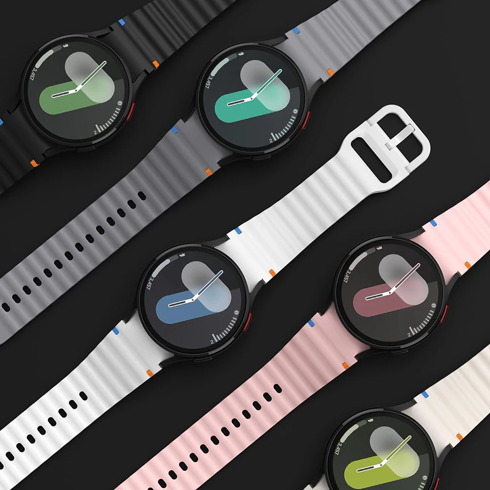 Original Silicone band for Samsung Galaxy Watch 7 FE 6 4 44mm 40mm 5 pro 45mm Bracelet Sport No Gap Strap for Watch 6 7 Classic image 2