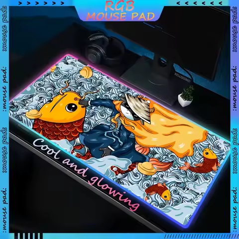 RGB Gaming Cool XXL MousePad Fish Desk Mat HD Gamer Accessories LED Light Dragon Keyboard Pad PC Computer Carpet with Backlight