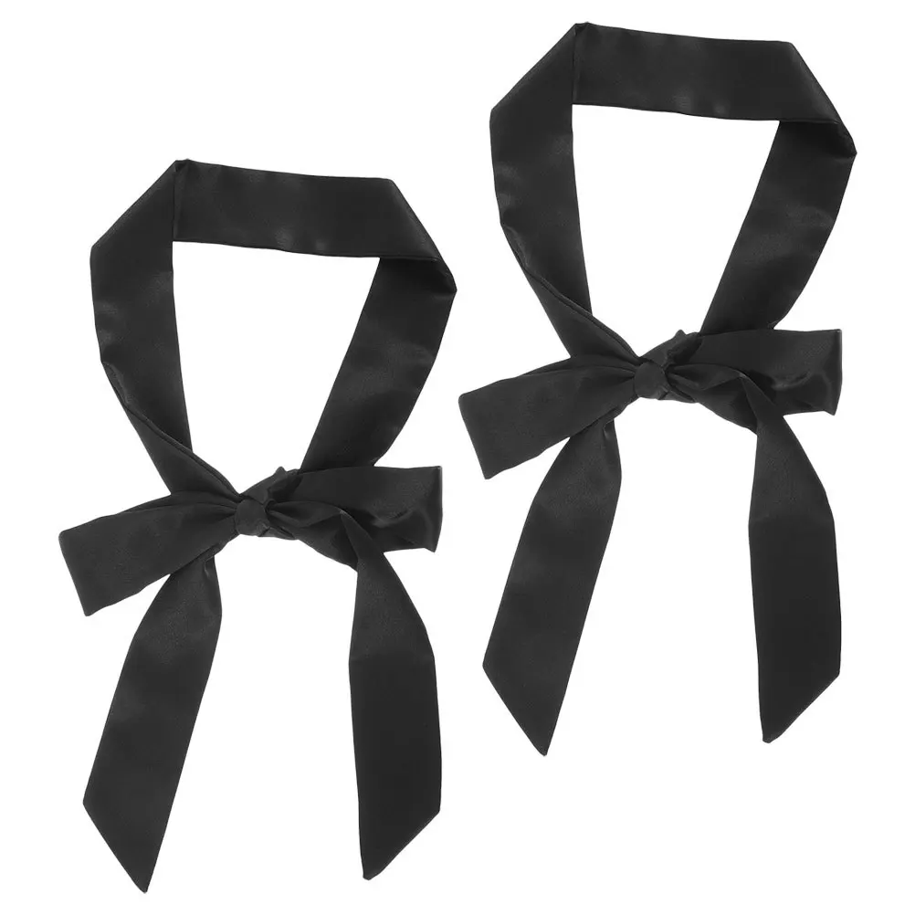 2 قطعة حزام الحرير الأسود النساء قابل للتعديل ربطة القوس فيونكة الخصر وشاح لفساتين مناسبة رسمية الساتان وشاح حزام وشاح شيفون التفاف #5