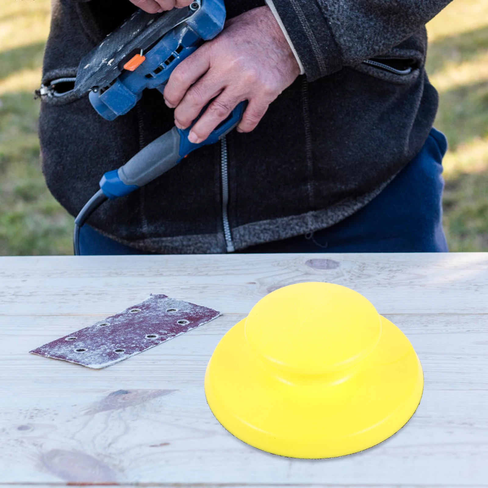 

Ручной шлифовальный блок из пенополиуретана, гибкий прочный круглый держатель наждачной бумаги, эргономичная ручка, портативная шлифовальная подушечка для деревообработки для авто