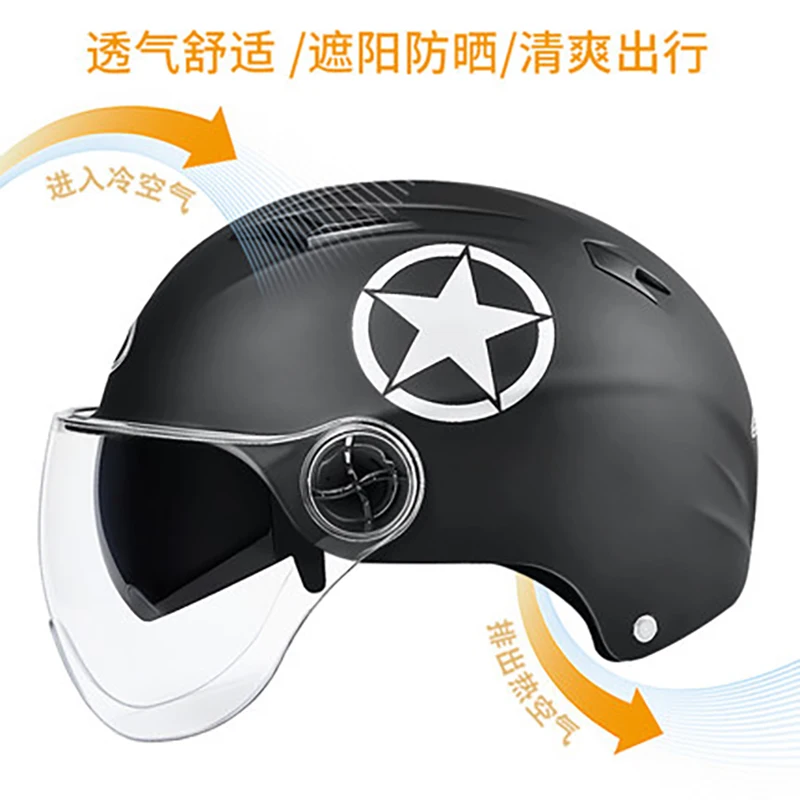 Summer Electric Bicycle Helmet for Man and Woman with Internal Double Lens Half-helmet Electric-bike Safety Cap