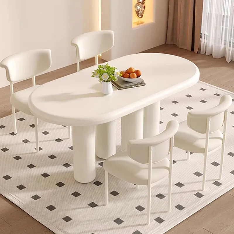 Makeup Restaurant Dining Table White Living Room Drinks Bar Coffee Tables Waterproof Oval Mesas De Comedor Dinning Set Furniture