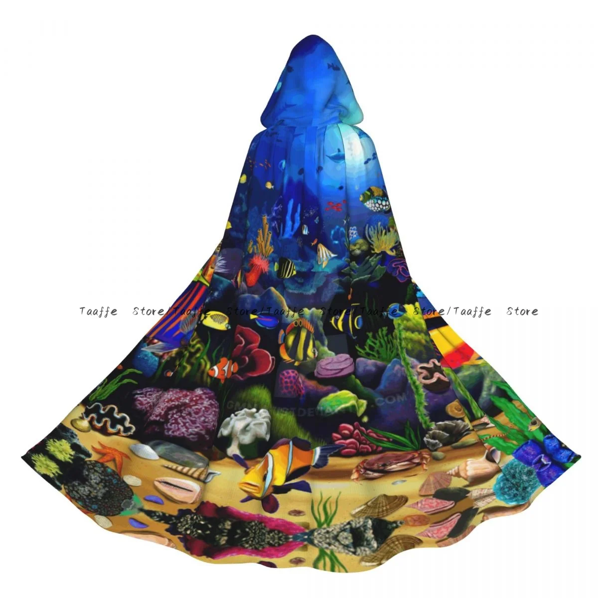 

Средневековый плащ для косплея на Хэллоуин, пальто с капюшоном, накидка с рисунком кораллового рифа, длинный плащ, плащ волшебника