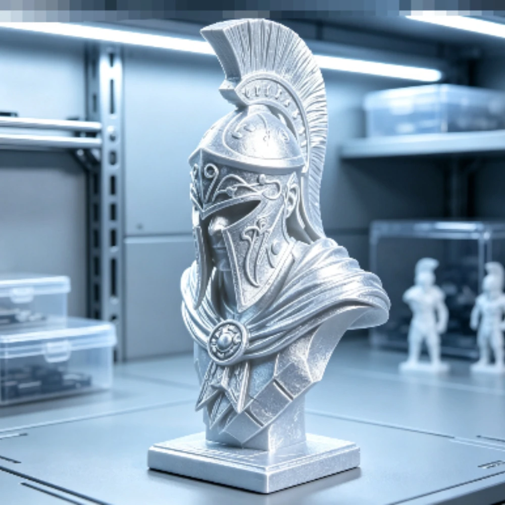 Vintage Spartan Warrior Bust Statue 3D Printed  Ancient Greek Brave Helmet Soldier Sculpture Figurine for Office Desk Home Decor - view 2