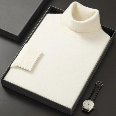 

Теплый шерстяной вязаный свитер с высоким воротником, мужской облегающий однотонный базовый слой, модный зимний длинный топ Sve Crew Ne