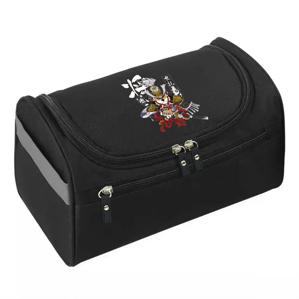 Men Makeup Bag Functional Hanging Travel Toiletries Organizer Storage Pouch Make Up Case Samurai Pattern Beauty Cosmetic Bag