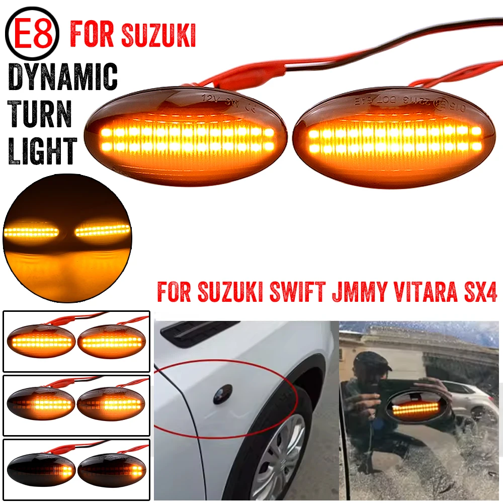

2 шт. светодиодные динамические боковые указатели поворота для Suzuki Grand Vitara JT (2005-2012), последовательные указатели поворота, янтарный цвет