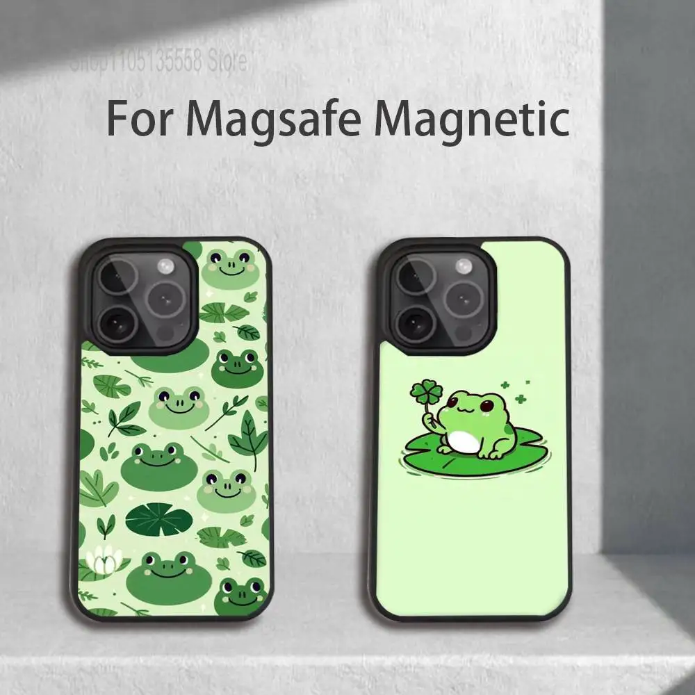 

Cartoon Frog mushroom Phone Case For iPhone 17,16,15,14,13,12,11,Pro,Max,Plus,Mini,SE4,E Magnetic Magsafe Wireless Charging