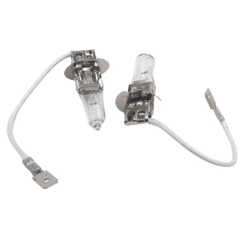 5pcs H3 Halogen Bulb with Cable, 12V 55W / 24V 100W Work Light for Excavator Forklift Loader, Construction Vehicle Headlight
