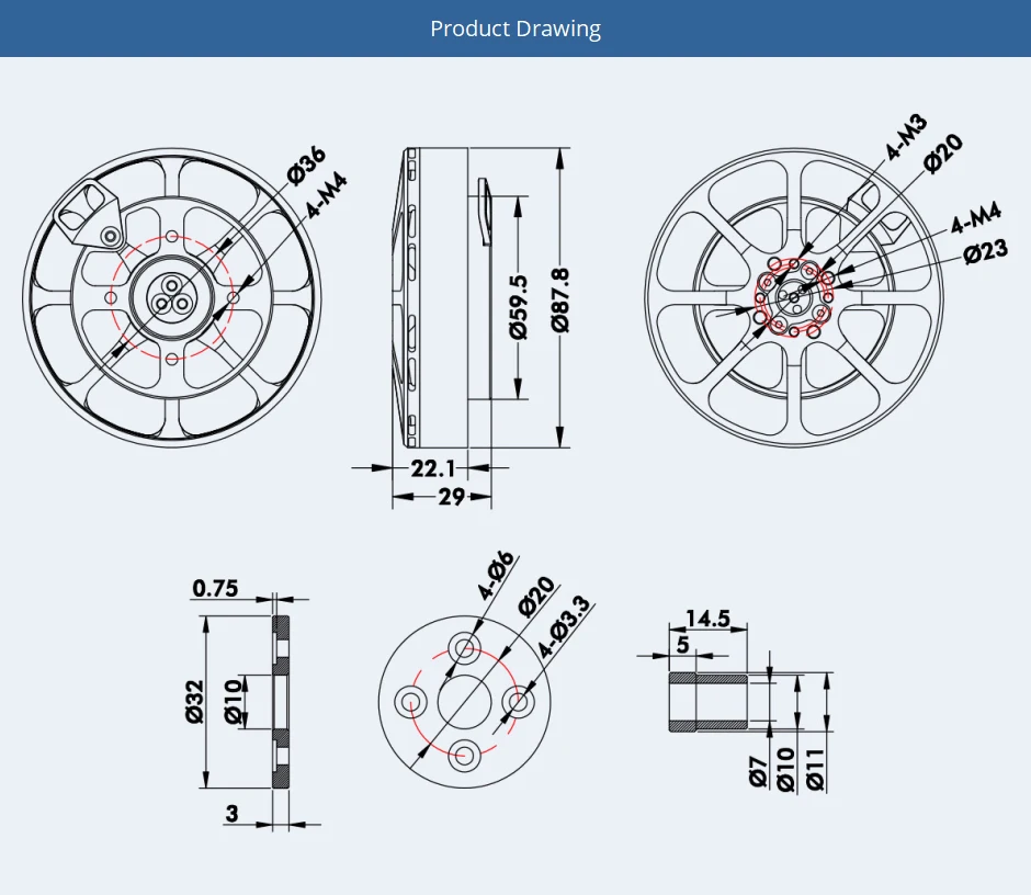 MN8012 100KV empuje máximo 20kg 11kg 8 Kg 6kg motores Dr-one de elevación sin escobillas antigravedad para piezas y accesorios de cuadricóptero de carga RC
