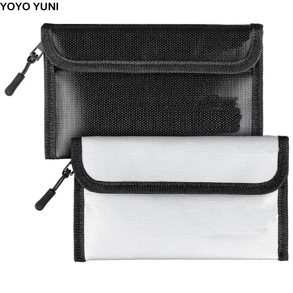 

Zipper Closure Fireproof Document Bag Waterproof Portable Fireproof Shielding Folder Multi-Functional Space Saving