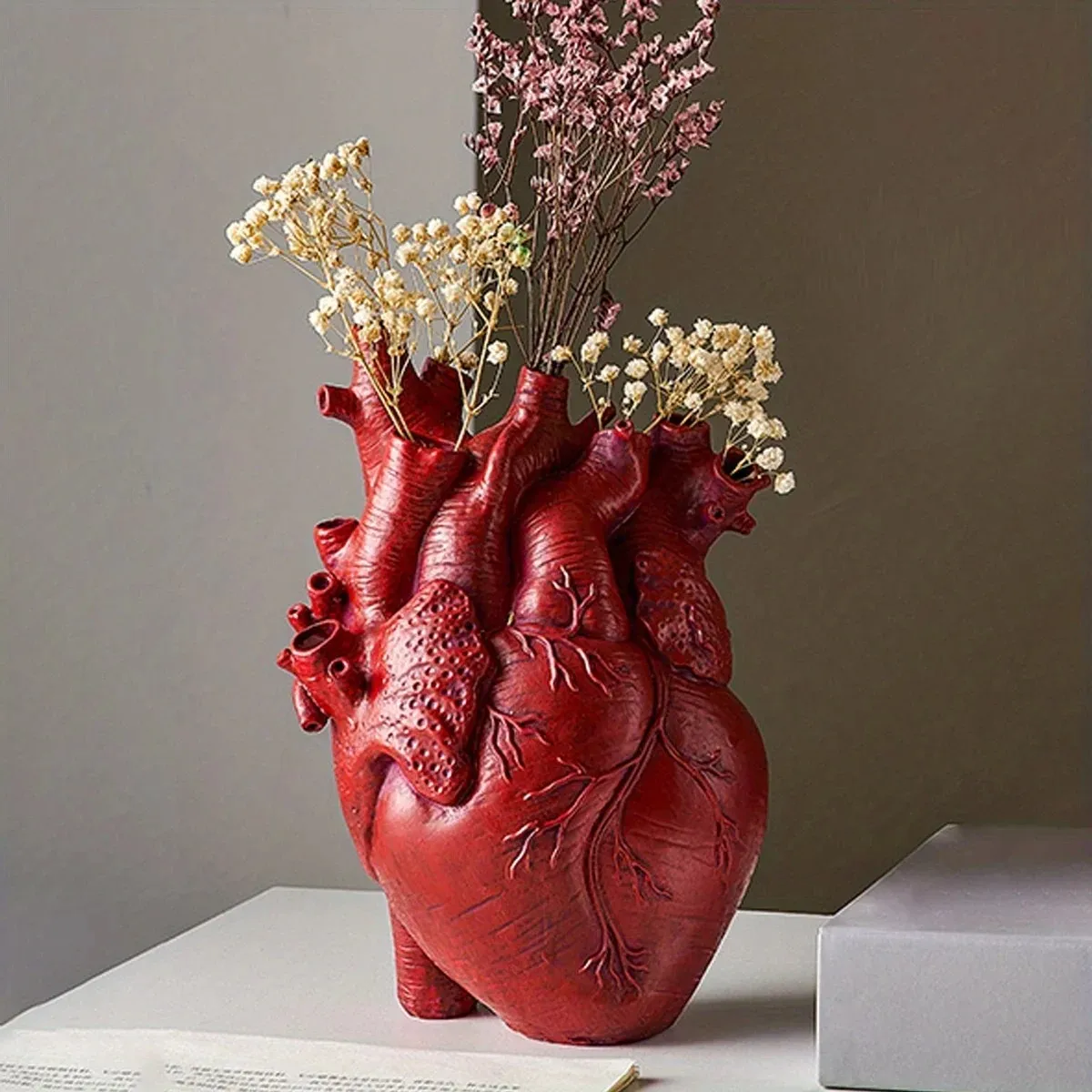 Vase créatif en forme de cœur pour sculpture de fleurs, vase personnalisé, art en résine, bureau, décoration de la maison
