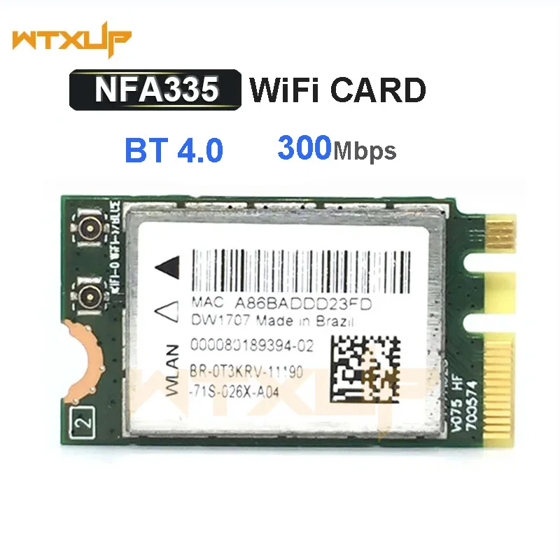 300Mbps Wireless Qualcomm Atheros QCNFA335 QCA9565 NGFF ADAPTER 2.4G Bluetooth V4 WIFI WLAN Card M2 NGFF For Dell DW1707