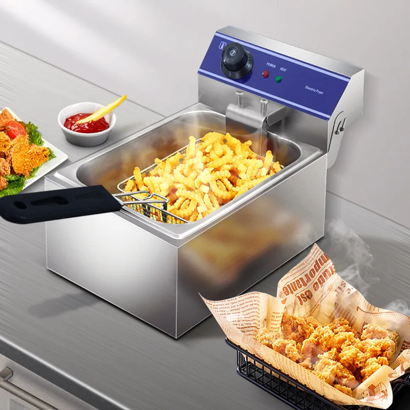 Commercial Fried Potato Chips Pot Deep Frying Pan Single/Double Cylinder Fried Fries Fryer Fried Machine