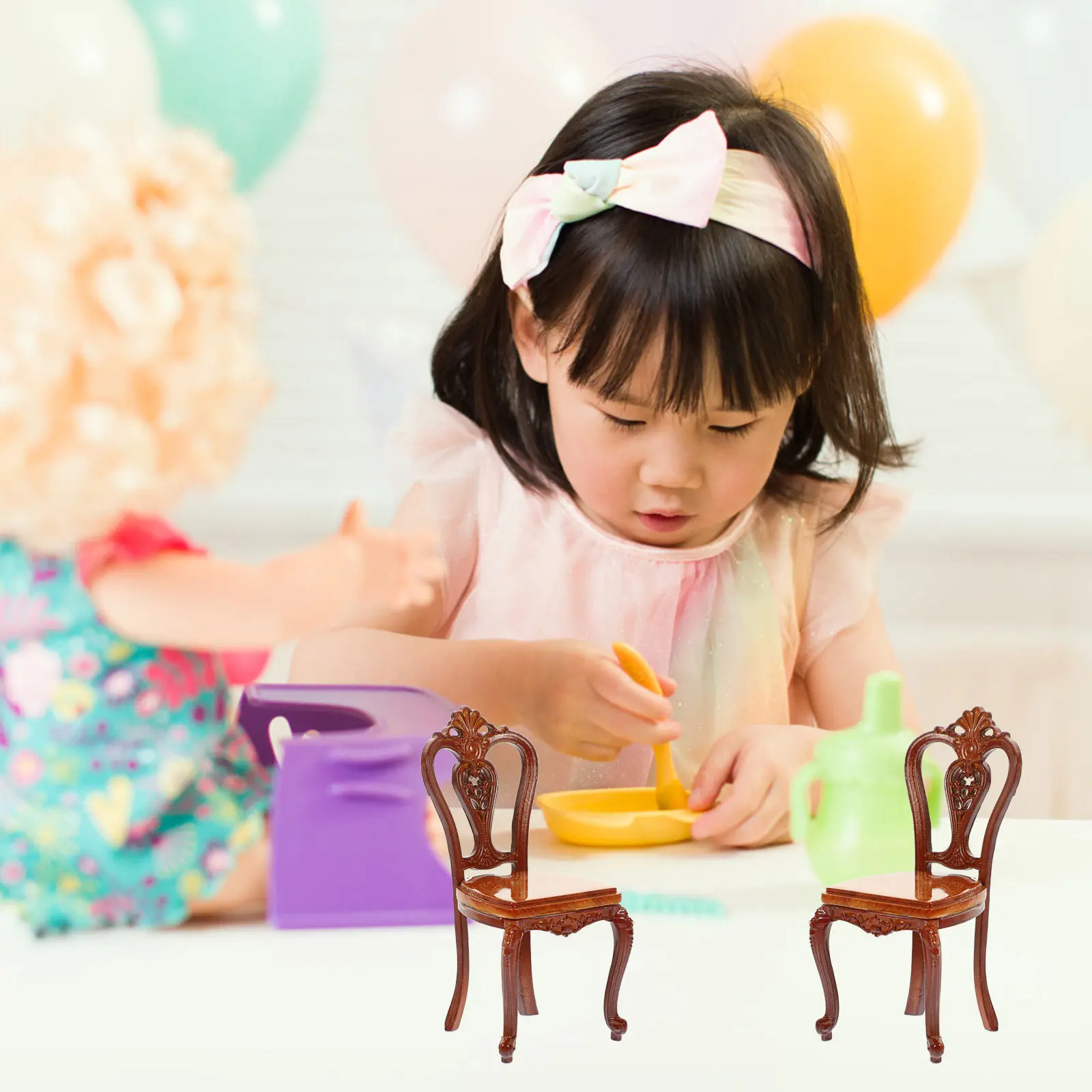 

Realistic Mini Chair with Vintage Shape Beautiful Craftsmanship Perfect for Photo Prop Decoration Small Scale Interior Modeling