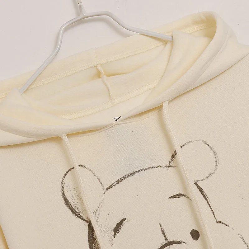 Disney Winnie the Pooh Tigger Fleece Hooded Sweatshirt Women Graffiti Hoodies Jacket Casual Cartoon Pullover Tops Jumper Femme