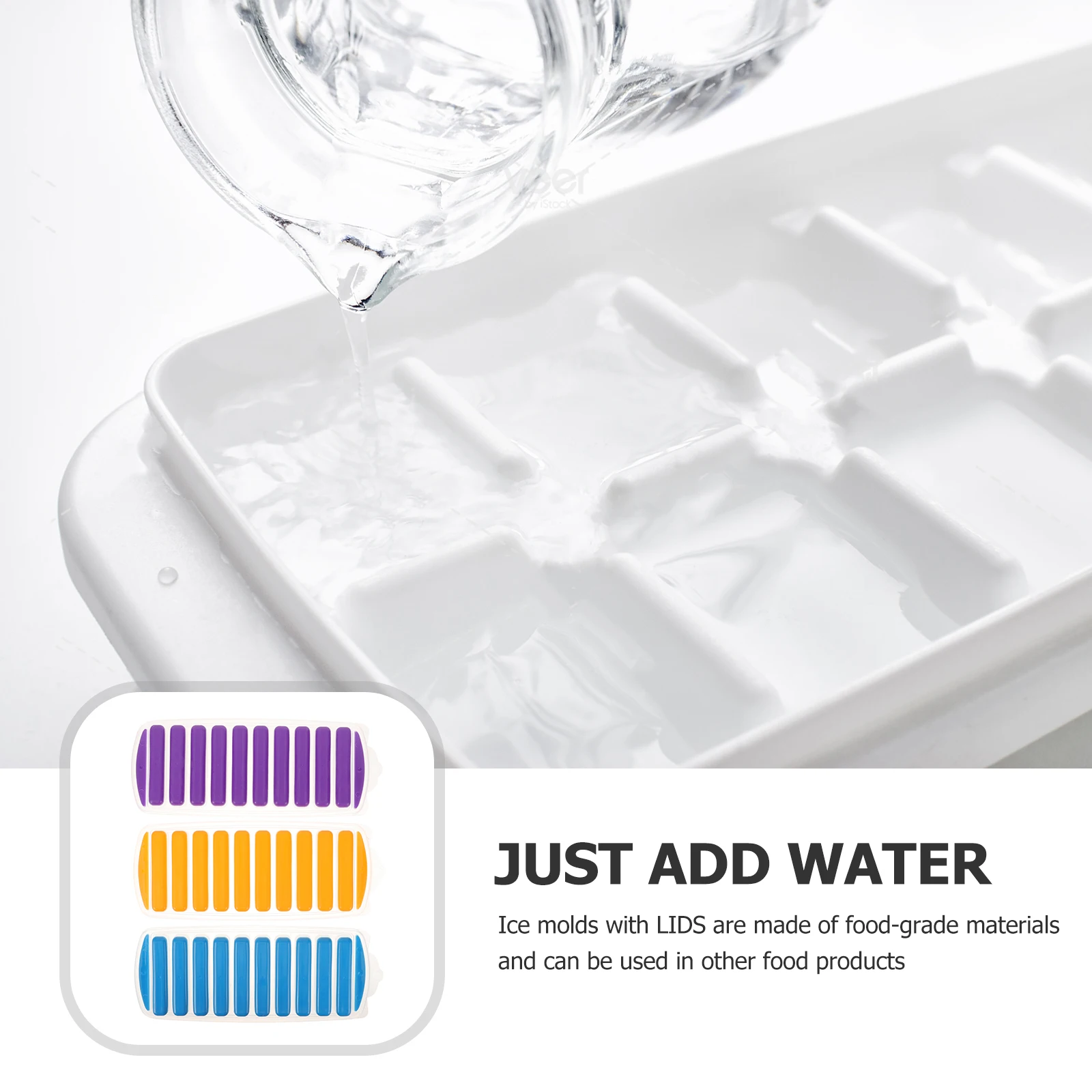 

3pcs Cube Trays Lidded Strip Design Leakproof Freezer Safe Dustproof Ice Mold For Summer Drinks Kitchen Gadgets Plastic Ice