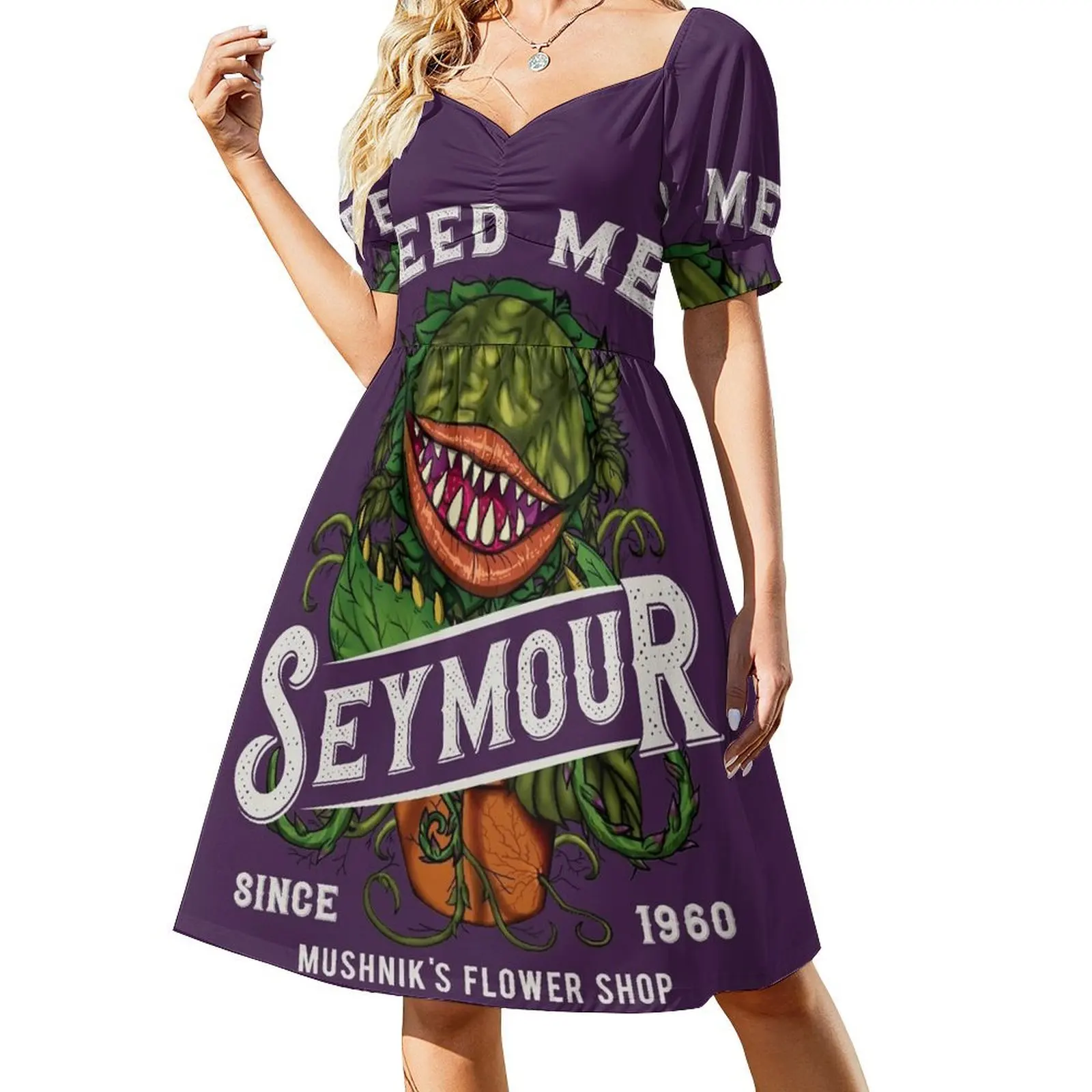 

Feed me Seymour Short-Sleeved Dress clothes for woman dress party night women's elegant loose dresses